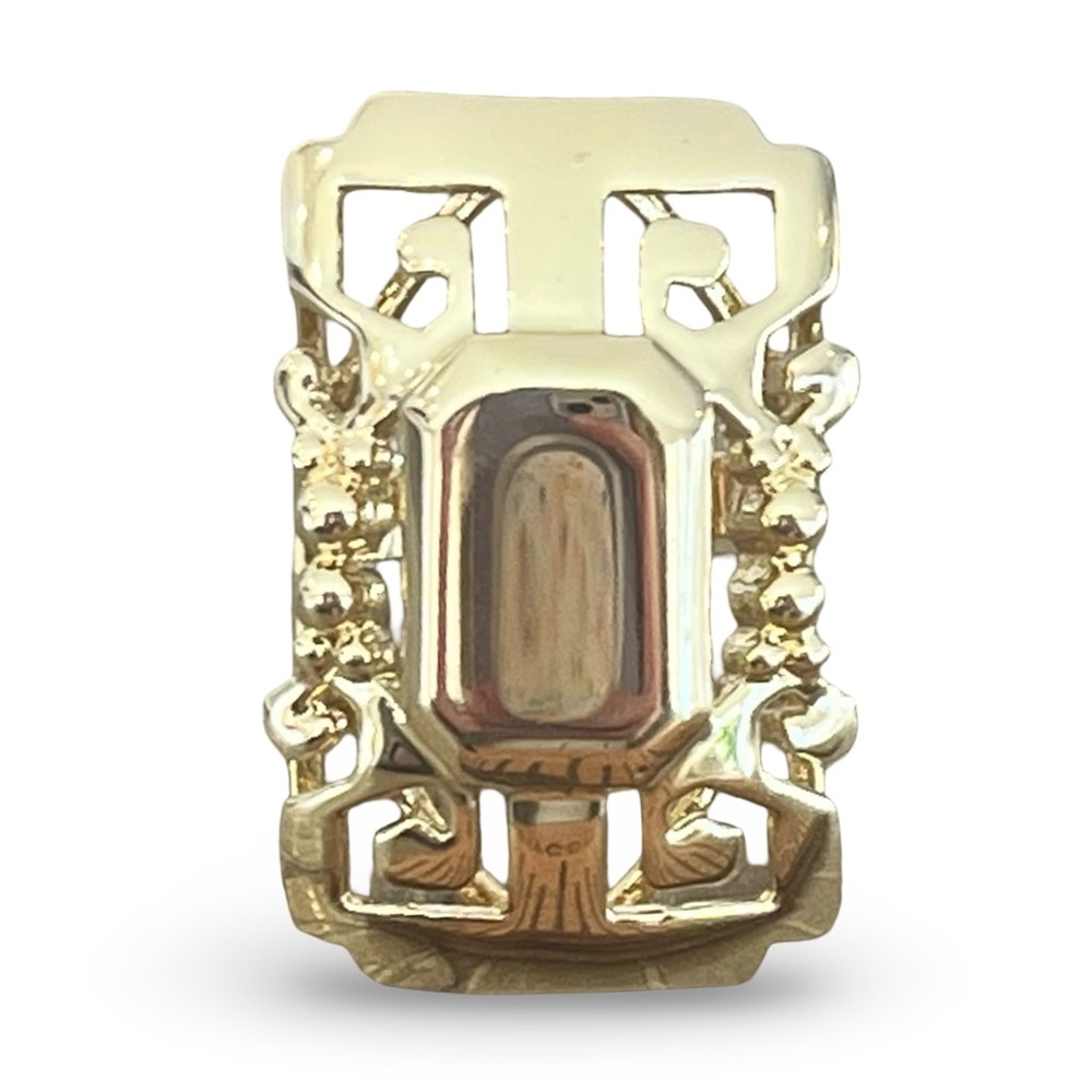 Nicholas Liu Chinoiserie Cut Out Gold Statement Ring Size 8 - Picture 2 of 8